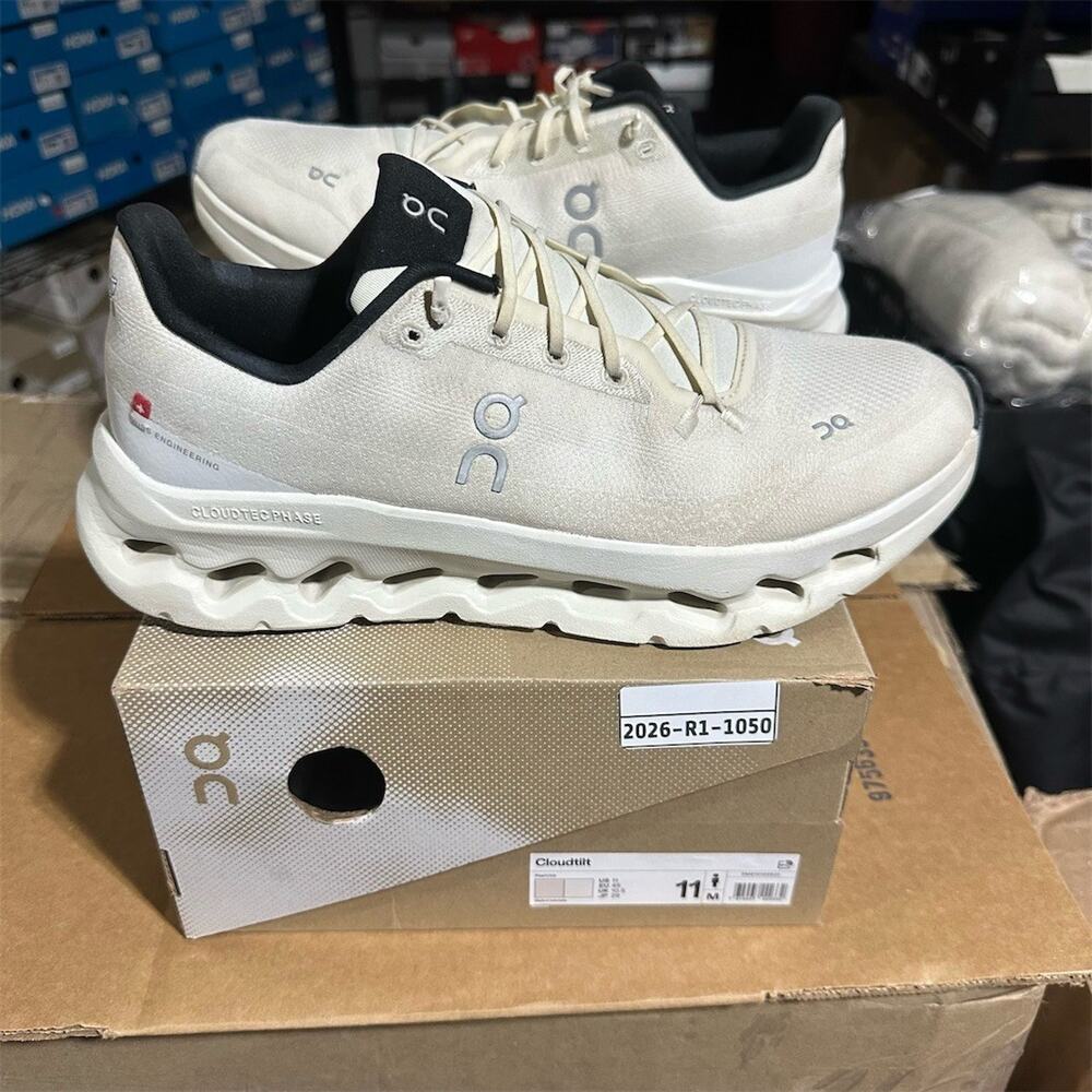 On Cloudtilt 'Pearl/Ice White' CloudTec Phase Sneakers | Mens 11 | Paint Flaws
